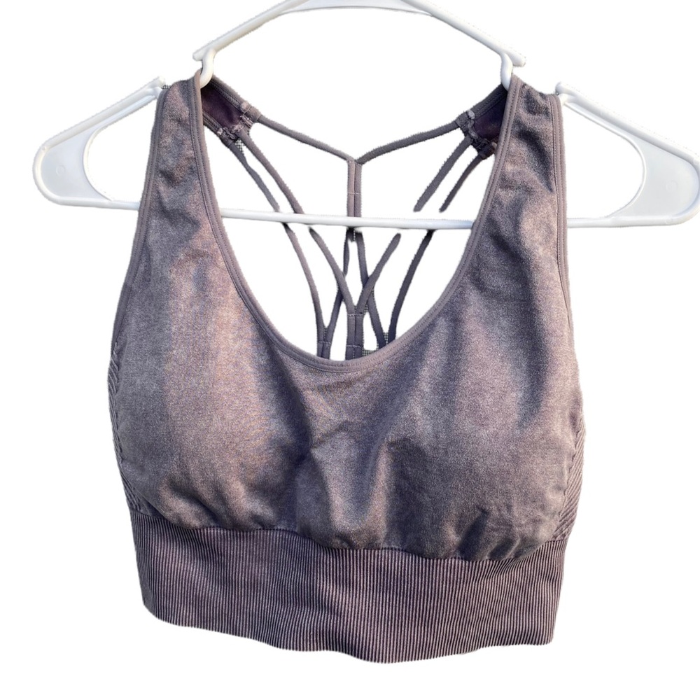 Mono B Lilac Purple Acid Wash Racerback Sports Bra